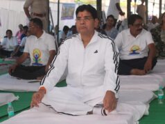 छत्तीसगढ़ महतारी और भगवान धनवंतरि की वंदना से सारंगढ़ में योग दिवस का शंखनाद